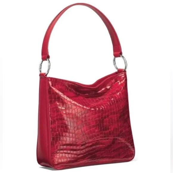 Brighton Cherie Soft Shoulderbag Lipstick Patent Crocodile print - Picture 1 of 10